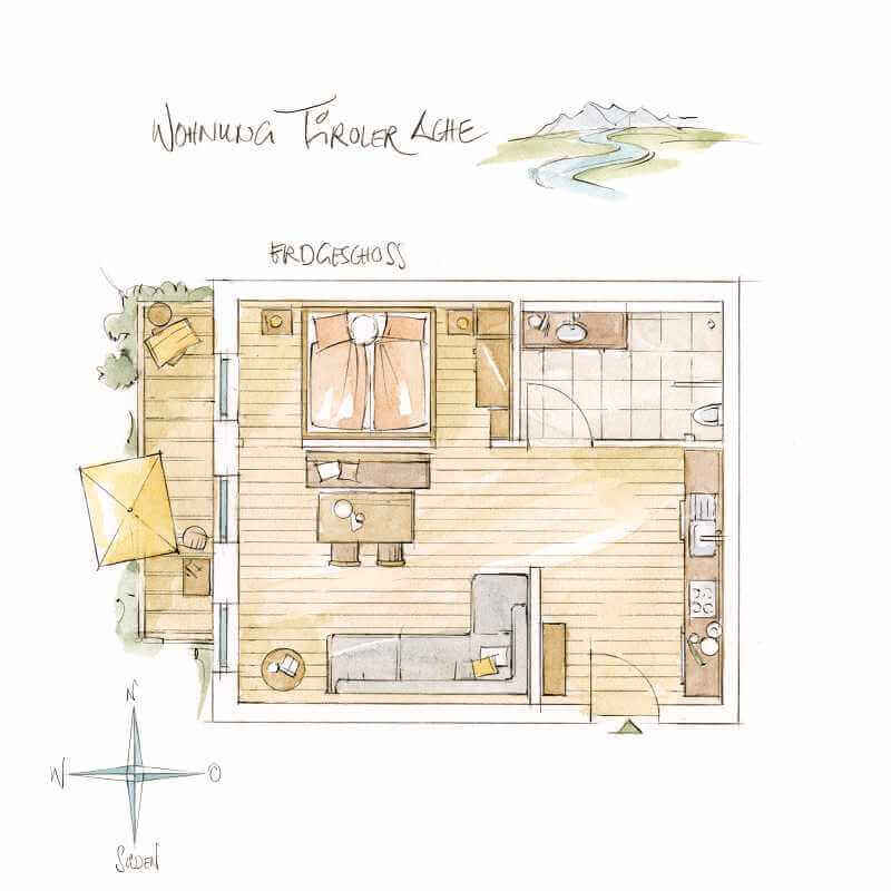 Skizze Ferienwohnung Tiroler Achen