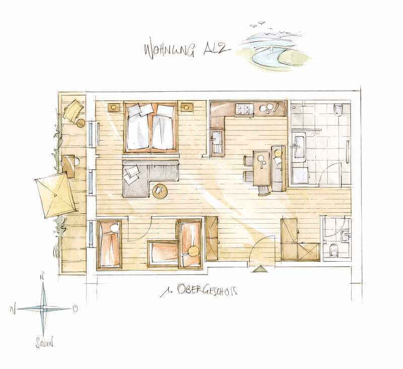 Skizze Ferienwohnung Alz