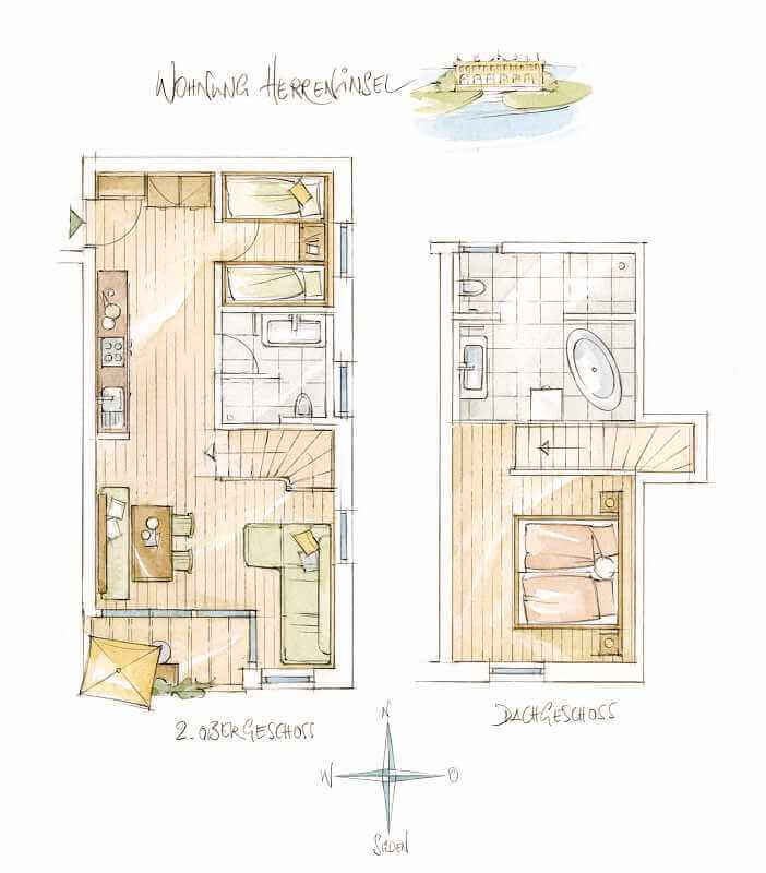 Skizze Ferienwohnung Herreninsel