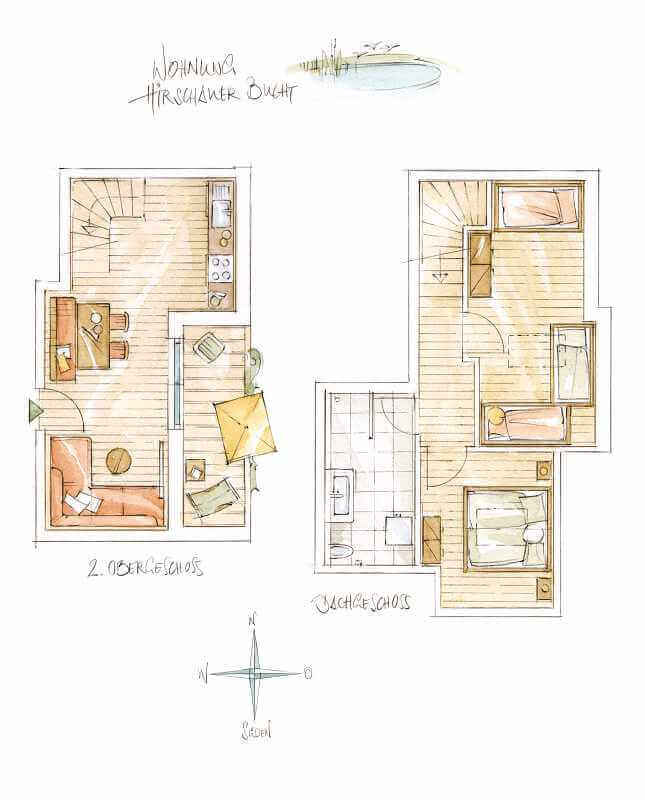 Skizze Ferienwohnung Hirschauer Bucht